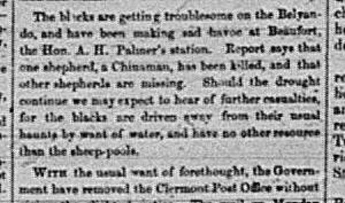 Peak Downs Telegram, 7 January 1868, p2 [1]